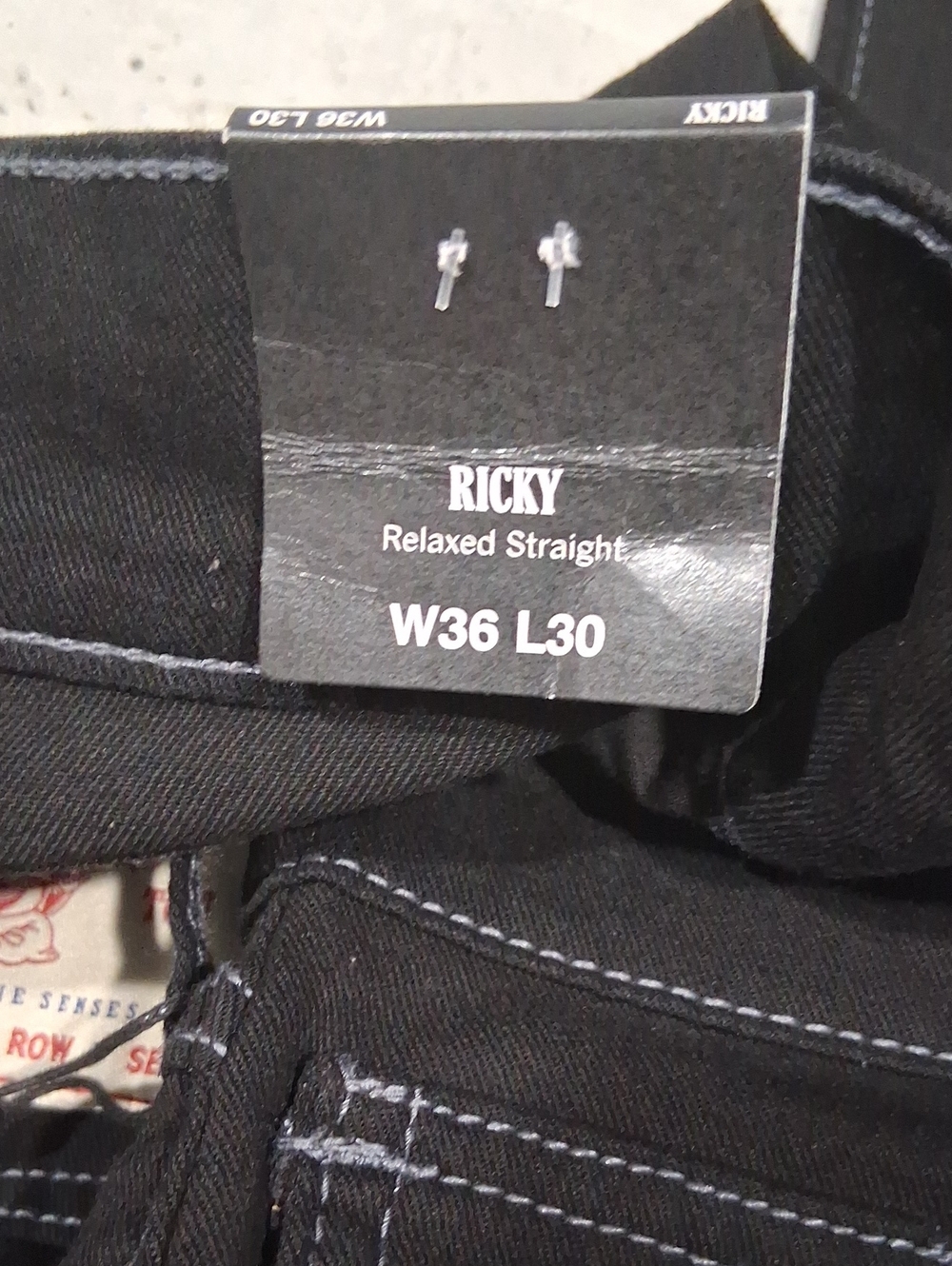 True Religion Ricky Relaxed Straight Jeans Size-36x30 Black NWT - Picture 5 of 7